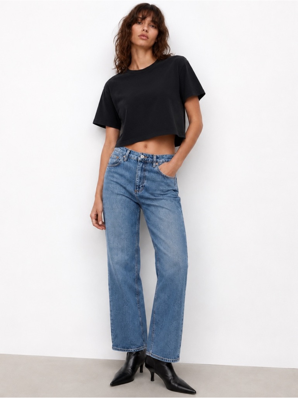 Topshop Moto Straight Leg Jeans 32 High Rise Medium Wash Denim Y2K Streetwear